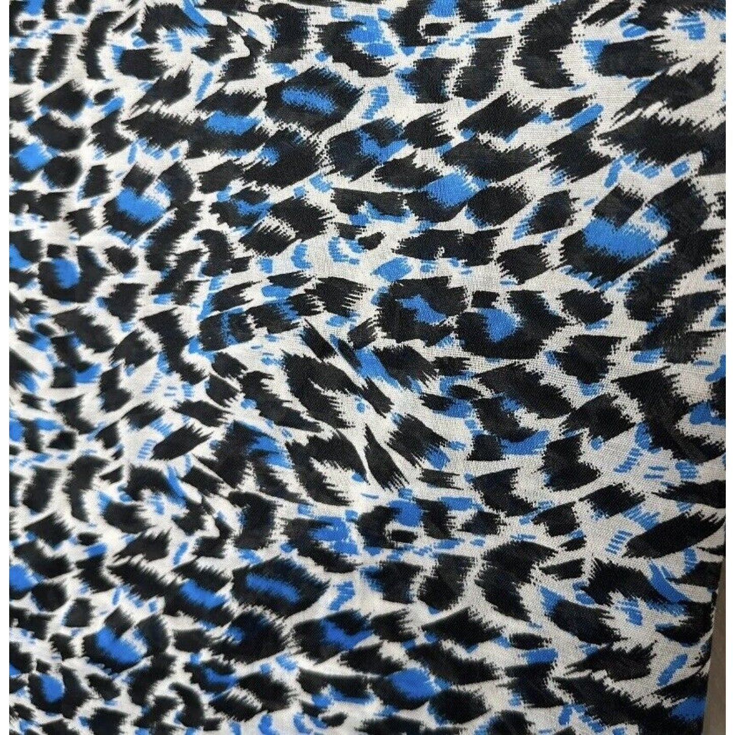 India Boutique XL Blue Black & White Animal Print Polyester Shawl Wrap Scarf