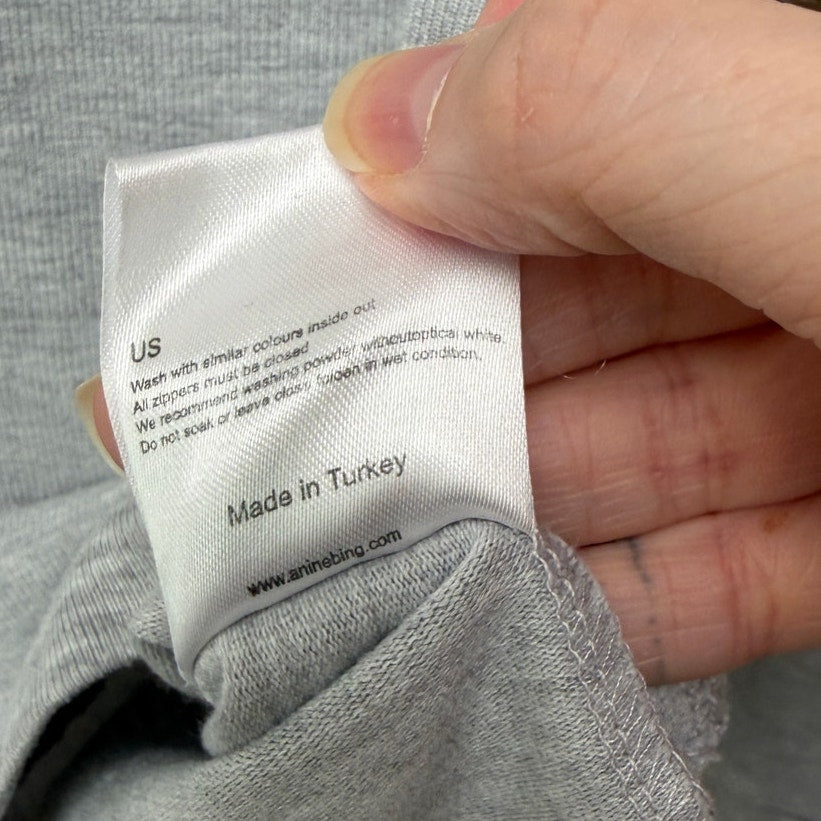 Anine Bing Light Gray BING Graphic Crewneck Sweatshirt Long Sleeve Size S