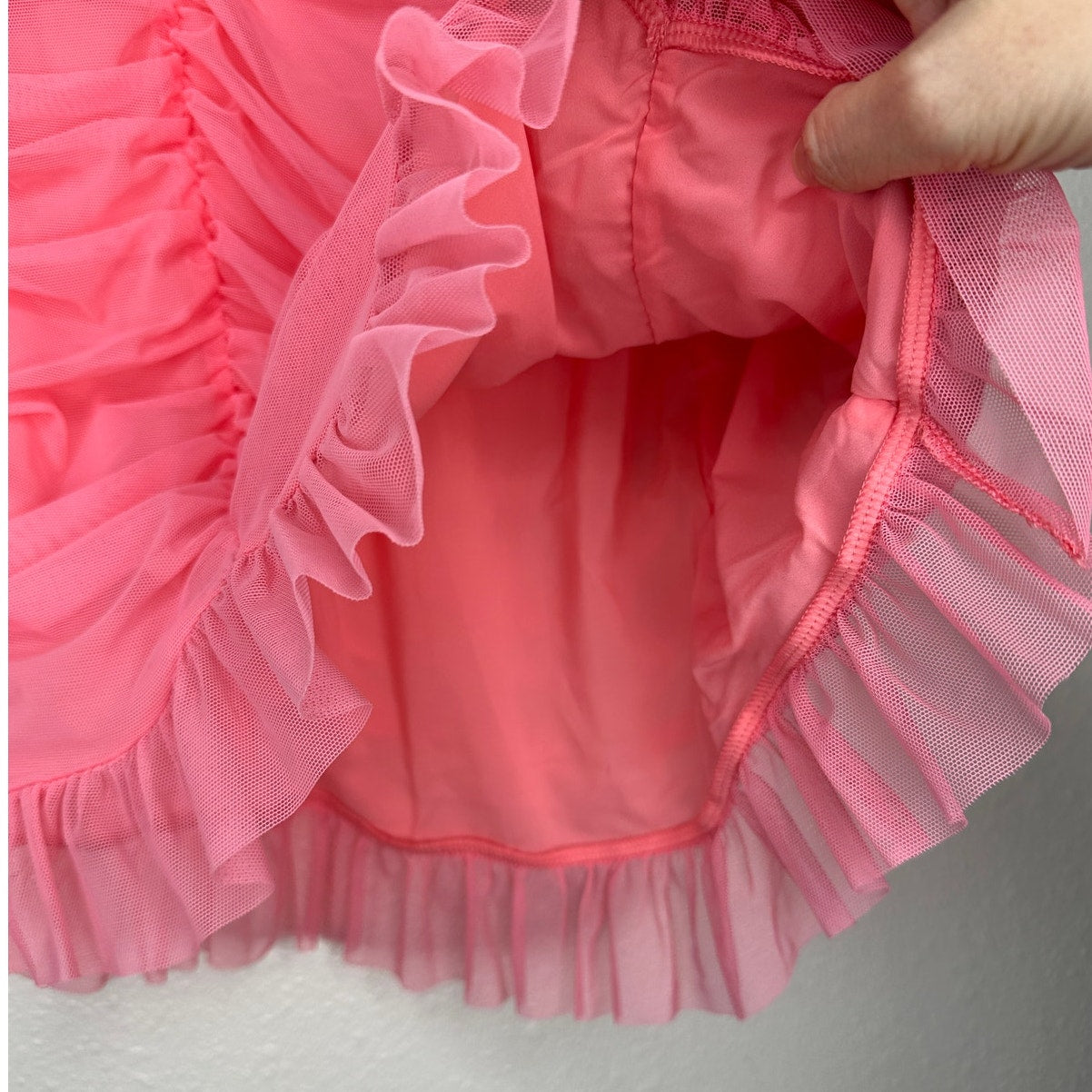 NWT Victorias Secret Pink Mesh Pleated Ruched Ruffle Stretch Mini Skirt 6