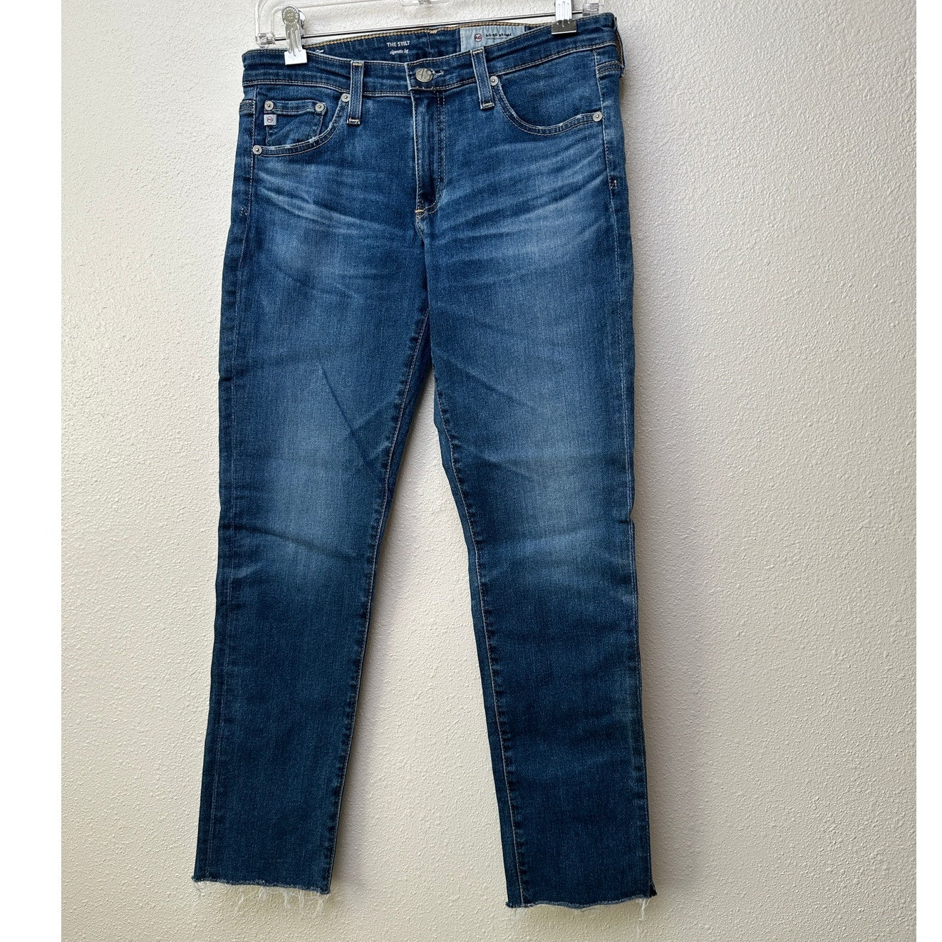 AG women’s The Stilt cigarette leg jeans medium wash US 29 raw hem