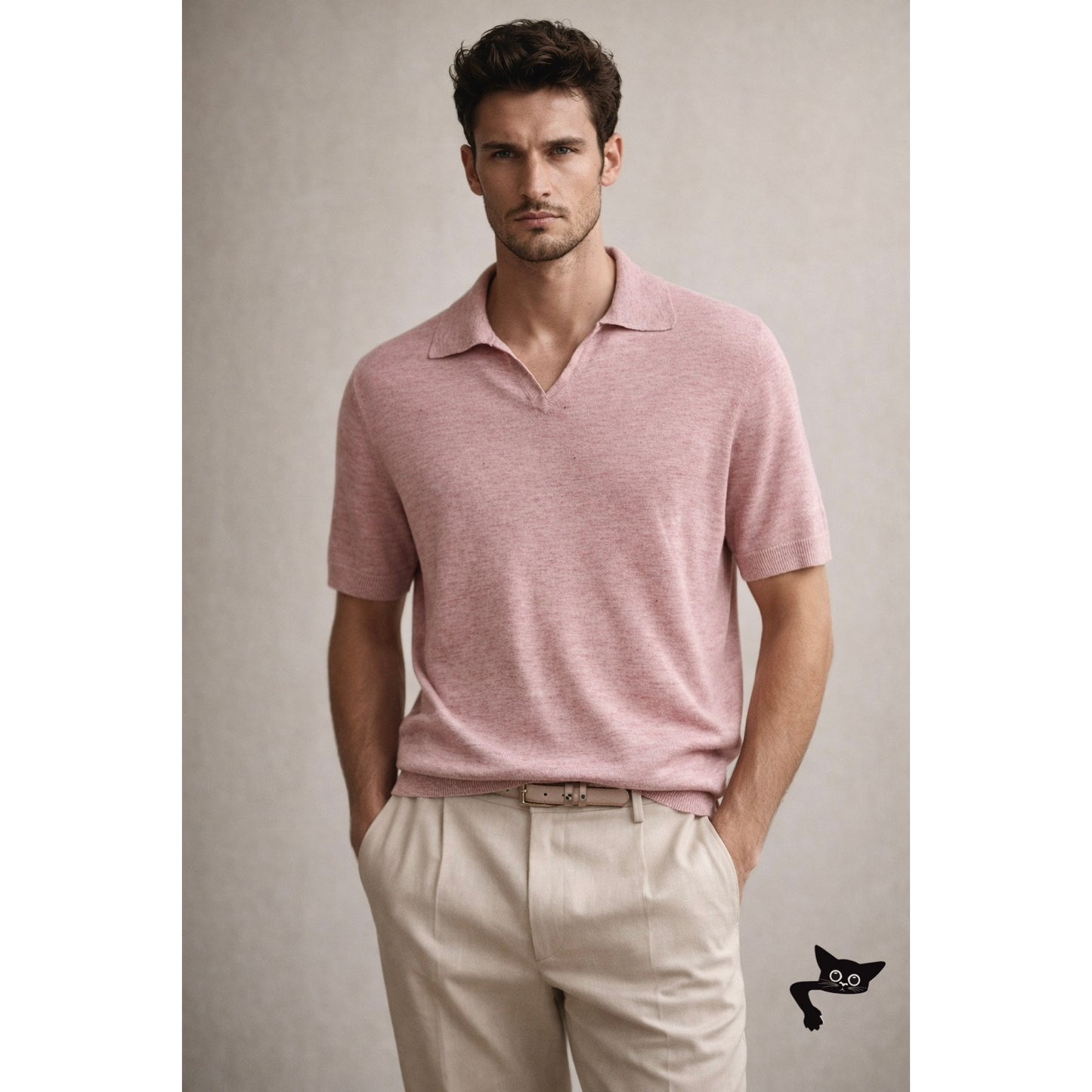 Brunello Cucinelli Polo Pink Men US XL Linen Knit