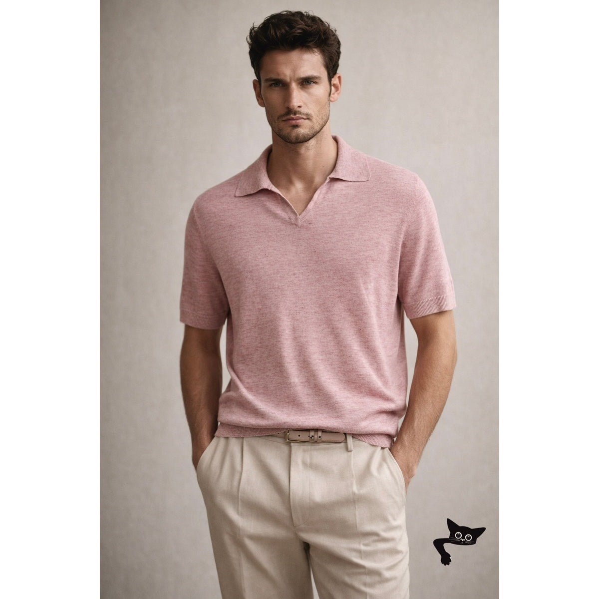 Brunello Cucinelli Polo Pink Men US XL Linen Knit