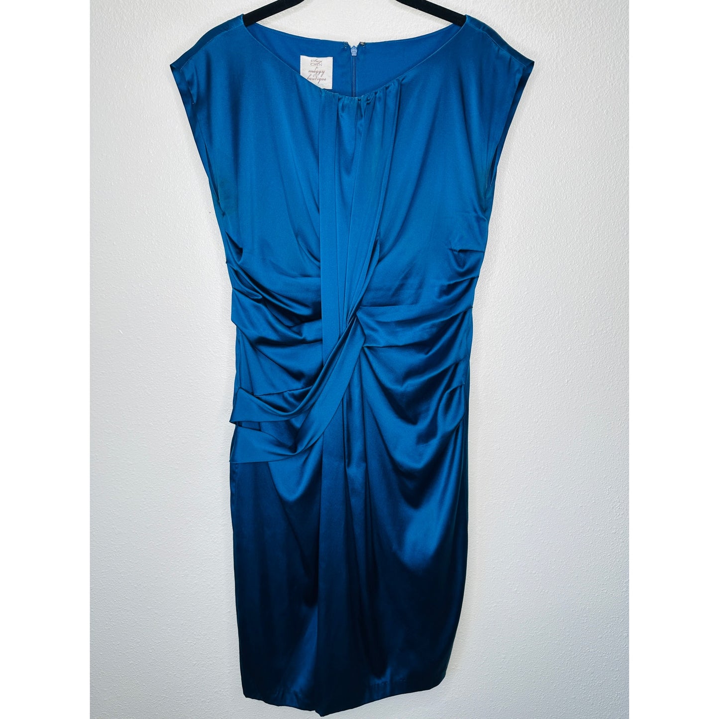 Suzi Chin Royal Blue Silk Lined Twist Front Sleeveless Mini Dress 4