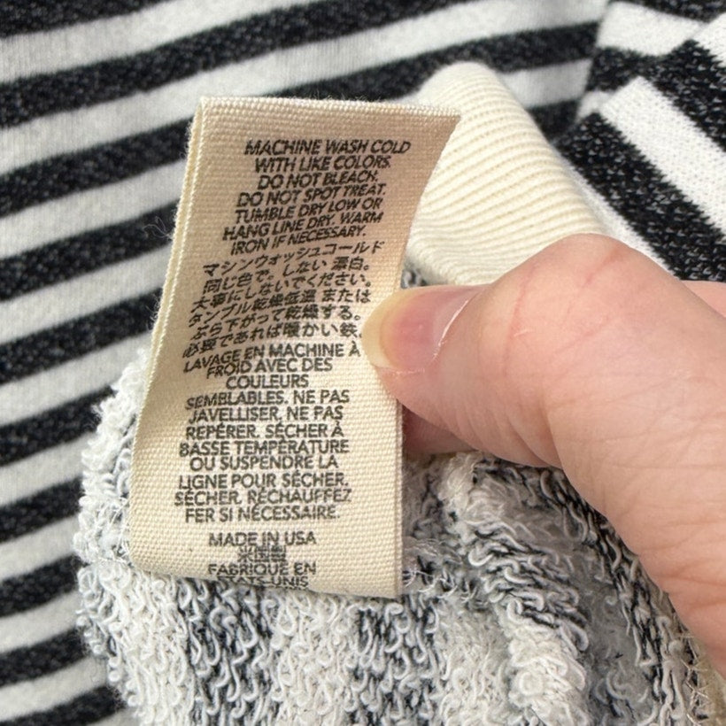 The Great. Black & Cream Striped Pleated Shoulder Sweatshirt Sweater