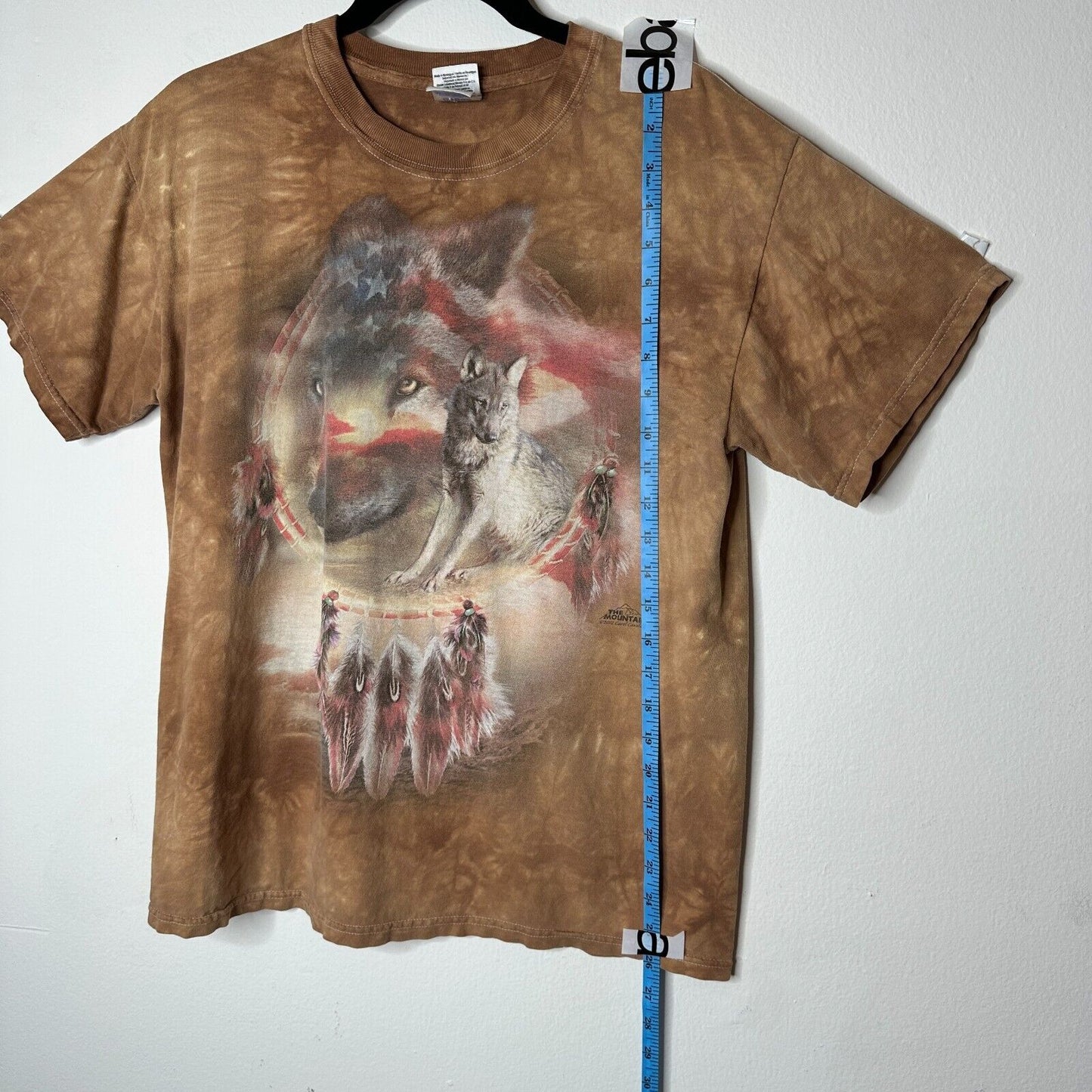 The Mountain Carol Cavalaris Wolves USA Dream Catcher Brown Tie Dye Tee Medium