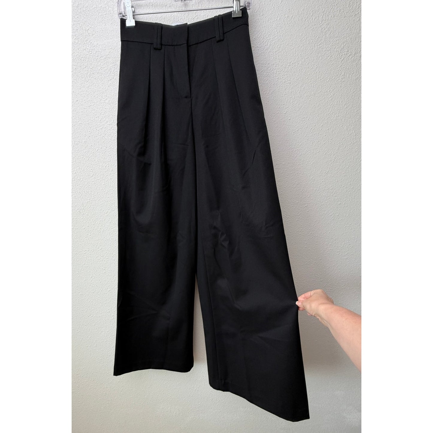 Luel Studio Black High Waist Pleated Wide Leg Pants Wool Size 0