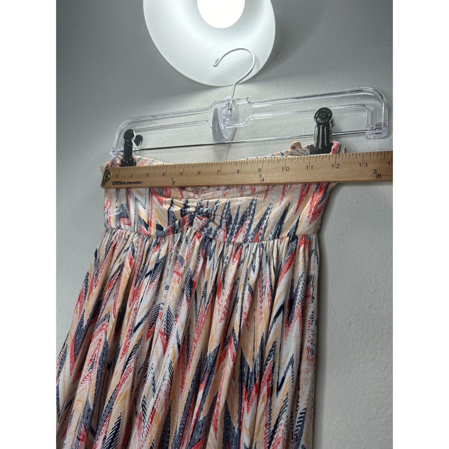 Ella Moss Xander Bandeau Style Pleated White Blue Red Aztec Print Maxi Dress SM