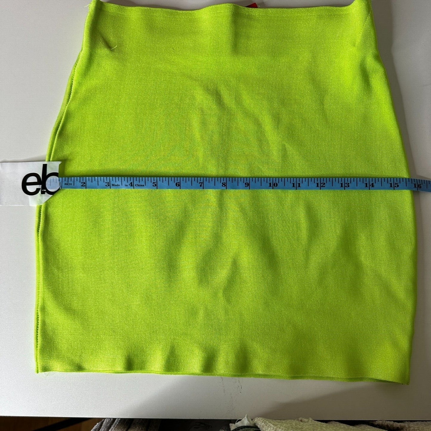 Wow Couture Fluorescent Lime Yellow Green Bandage High Waist Bodycon Mini M