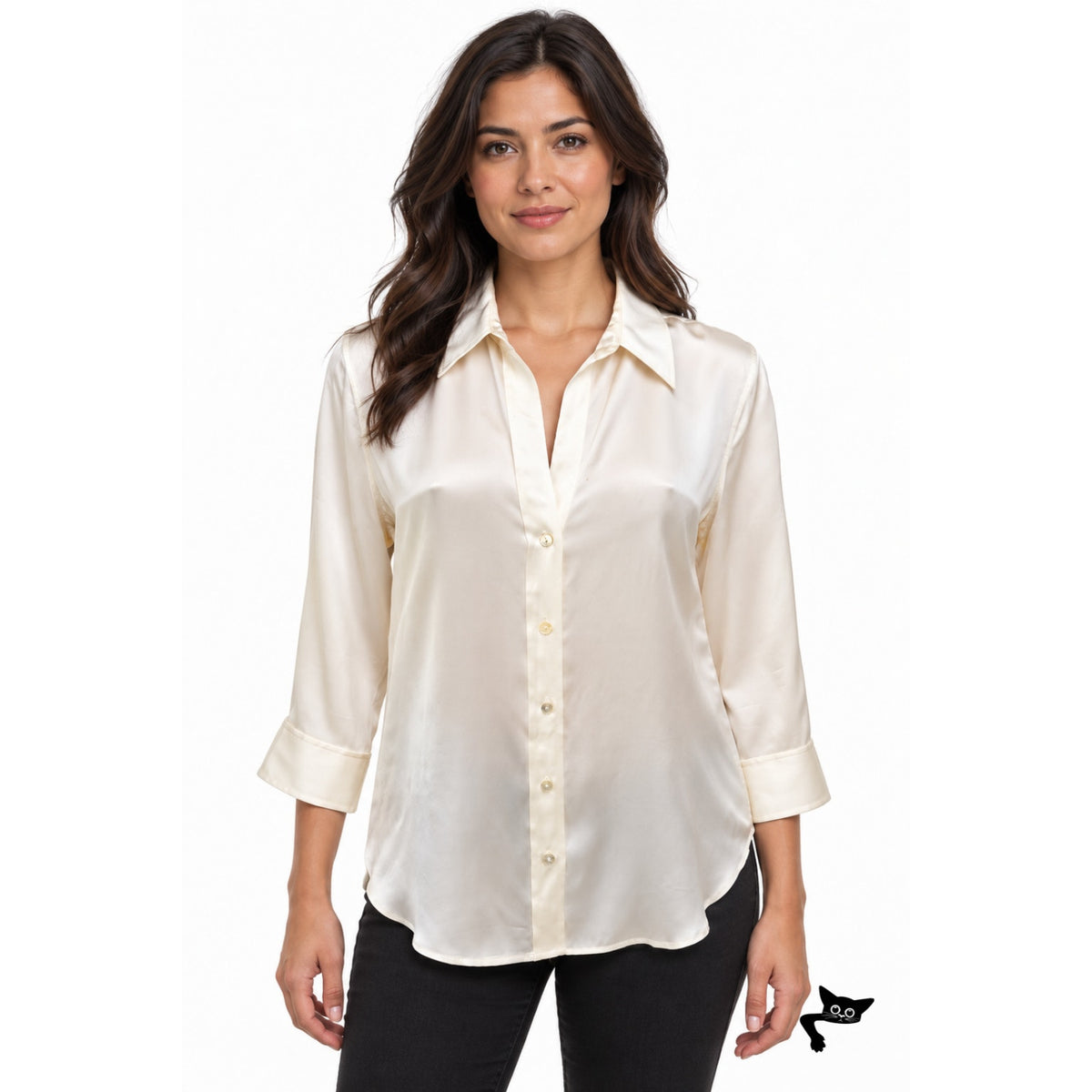 L'Agence Ivory Silk Button Front Blouse Women S