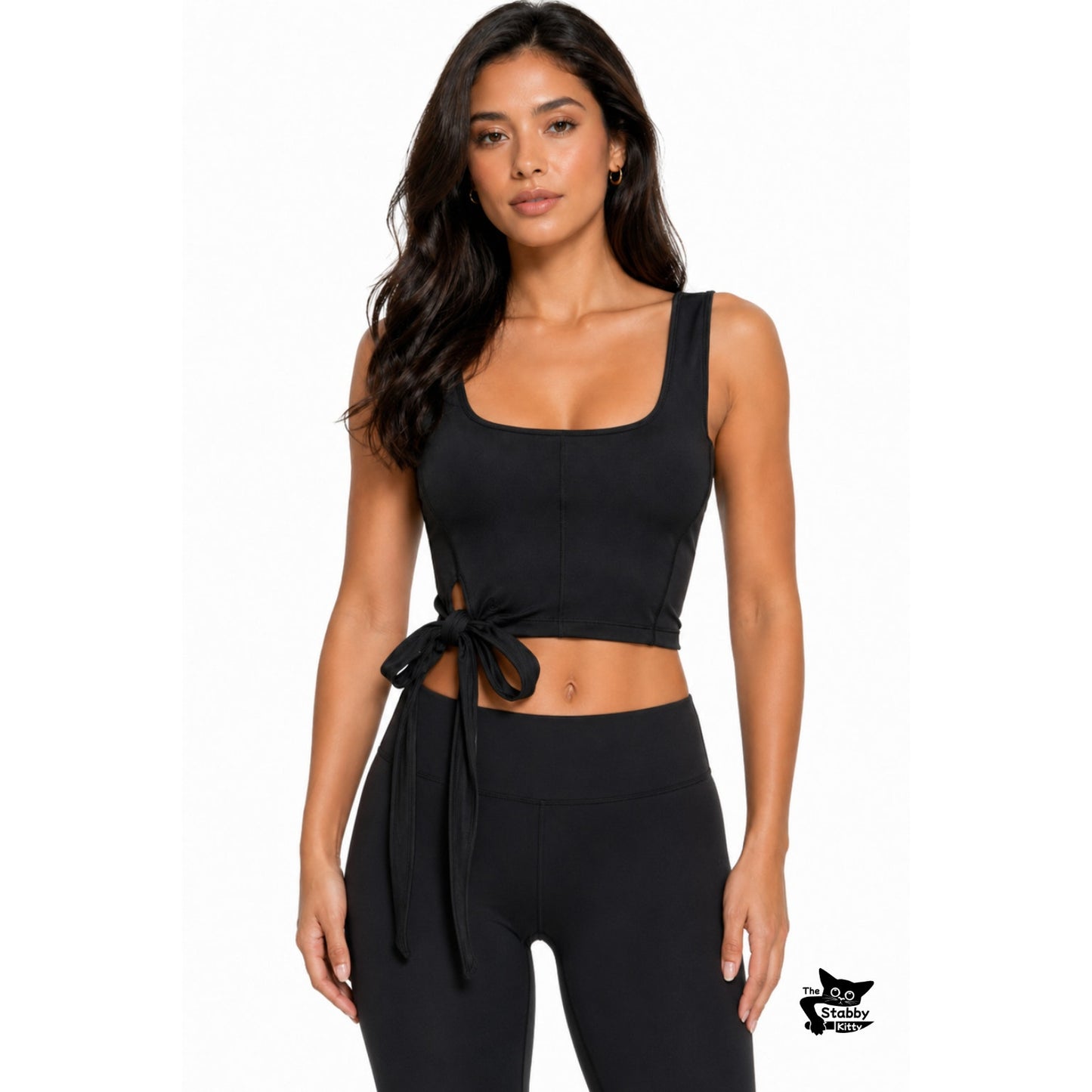 Lululemon Get Centred Crop Tank Black Women Size 2 Side Tie