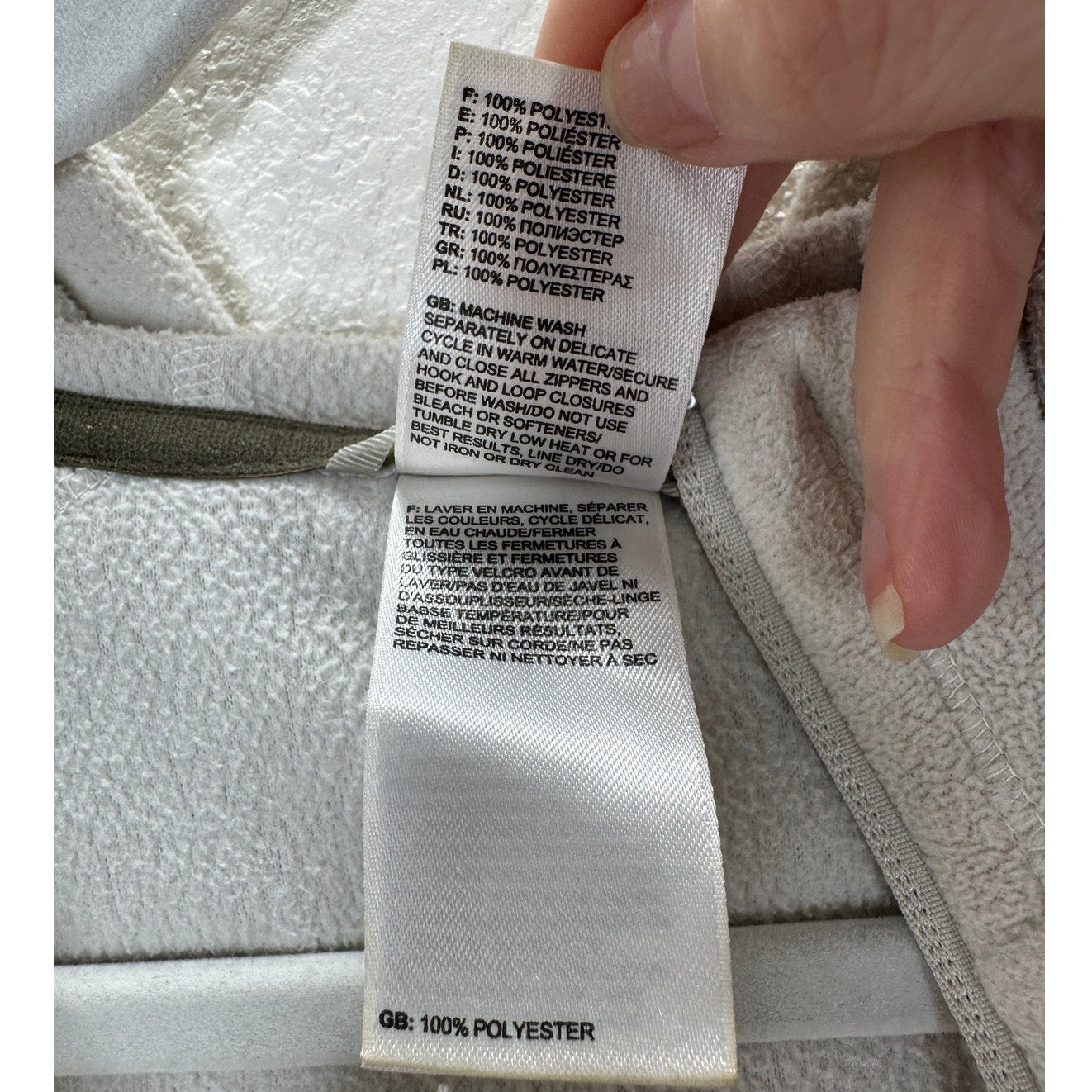 Northface Cream Polartec Fleece Pocketed Zip Hoodie Small