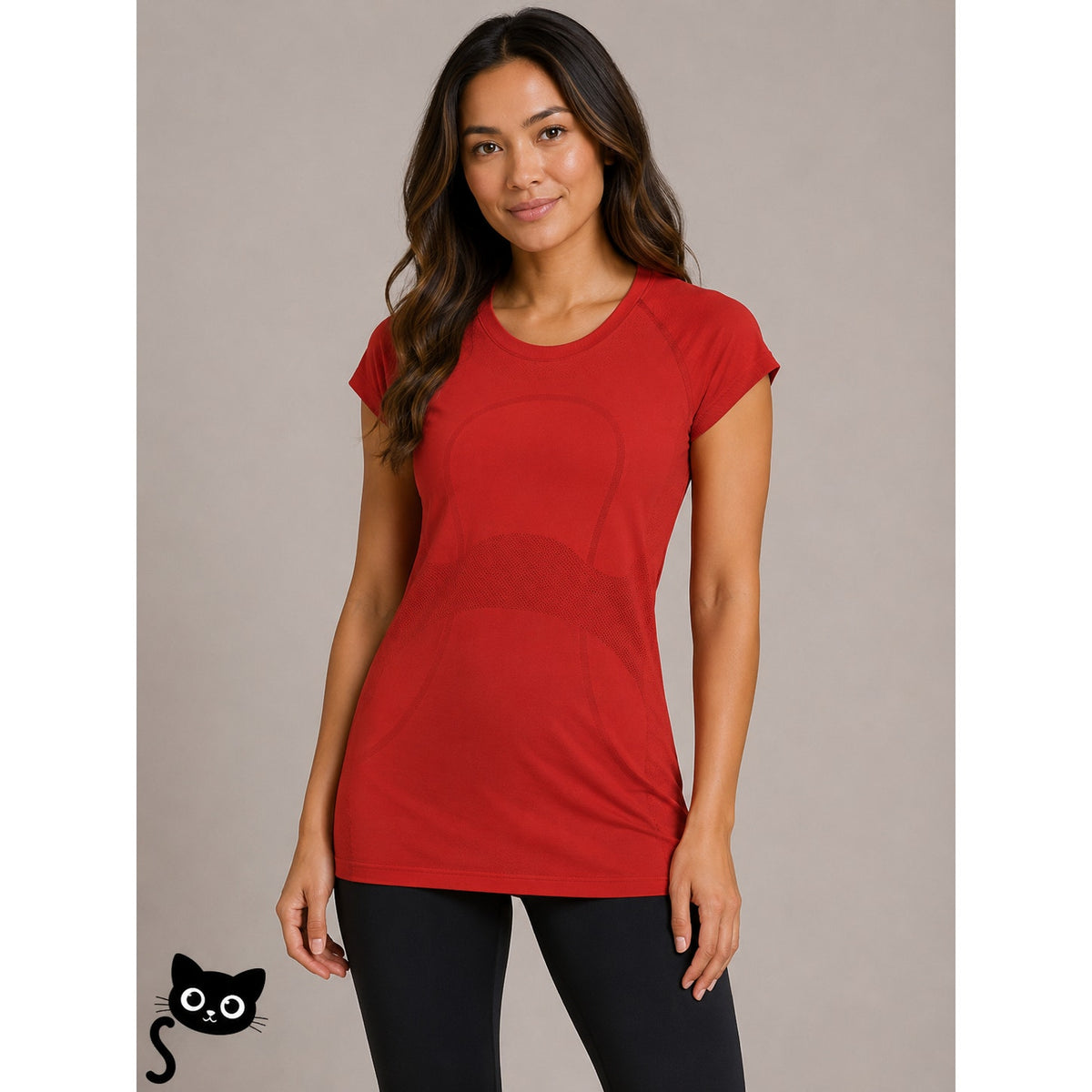 Lululemon Red Crush The Distance Swift Stride Short Sleeve Longline Top