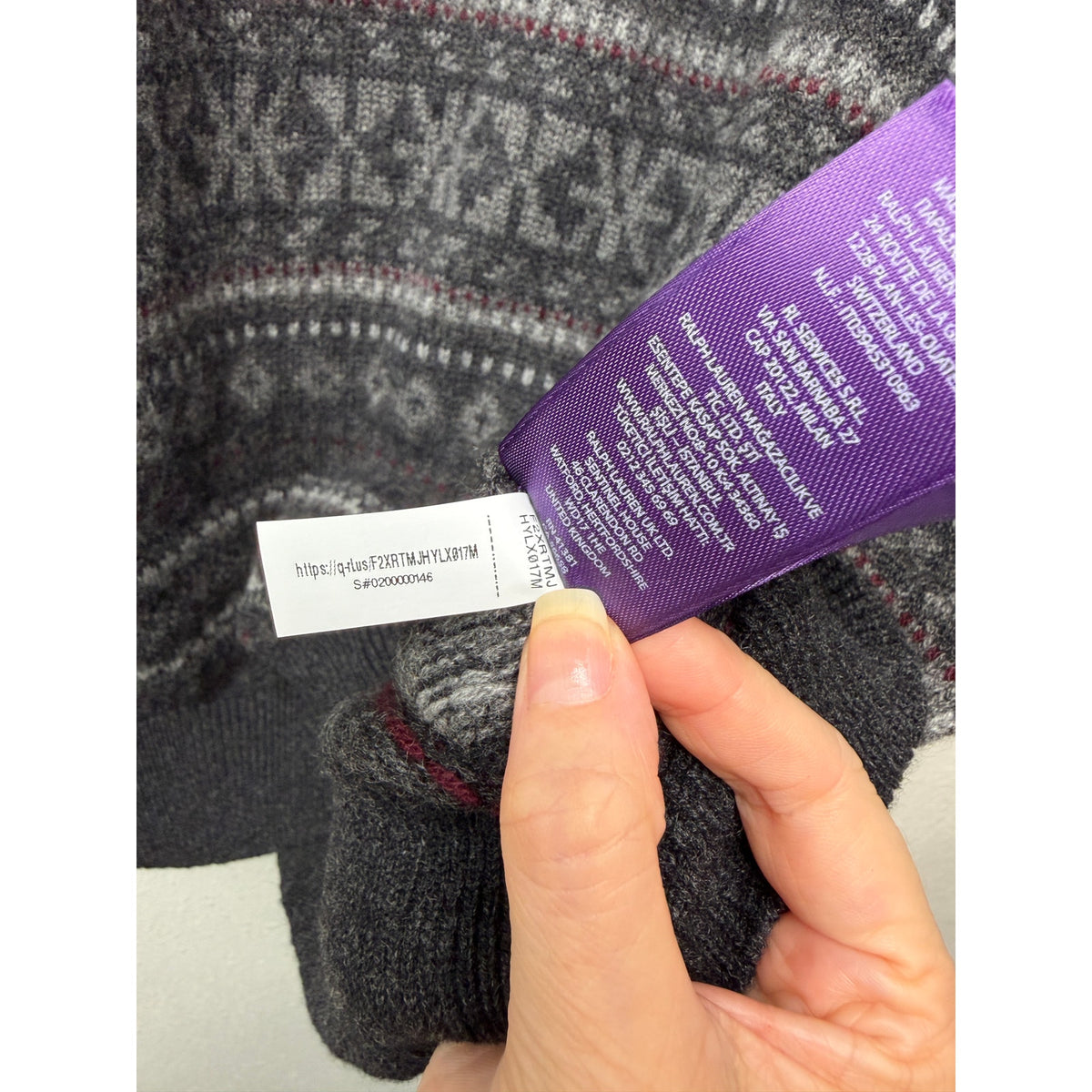 Ralph Lauren Purple Label Gray Cashmere Sweater Men XL