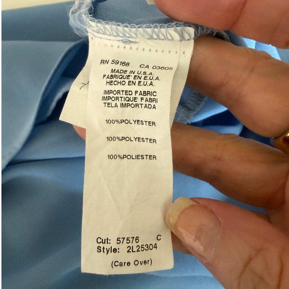 Karen Kane Light Blue Hi-Low Layered V-Neck Roll Tab Blouse Size L