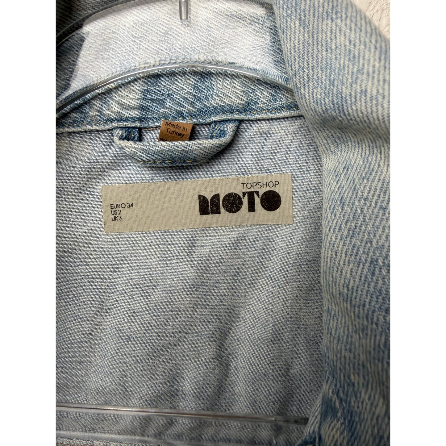 Topshop Moto Light Wash Distressed Denim Jacket Women's 2