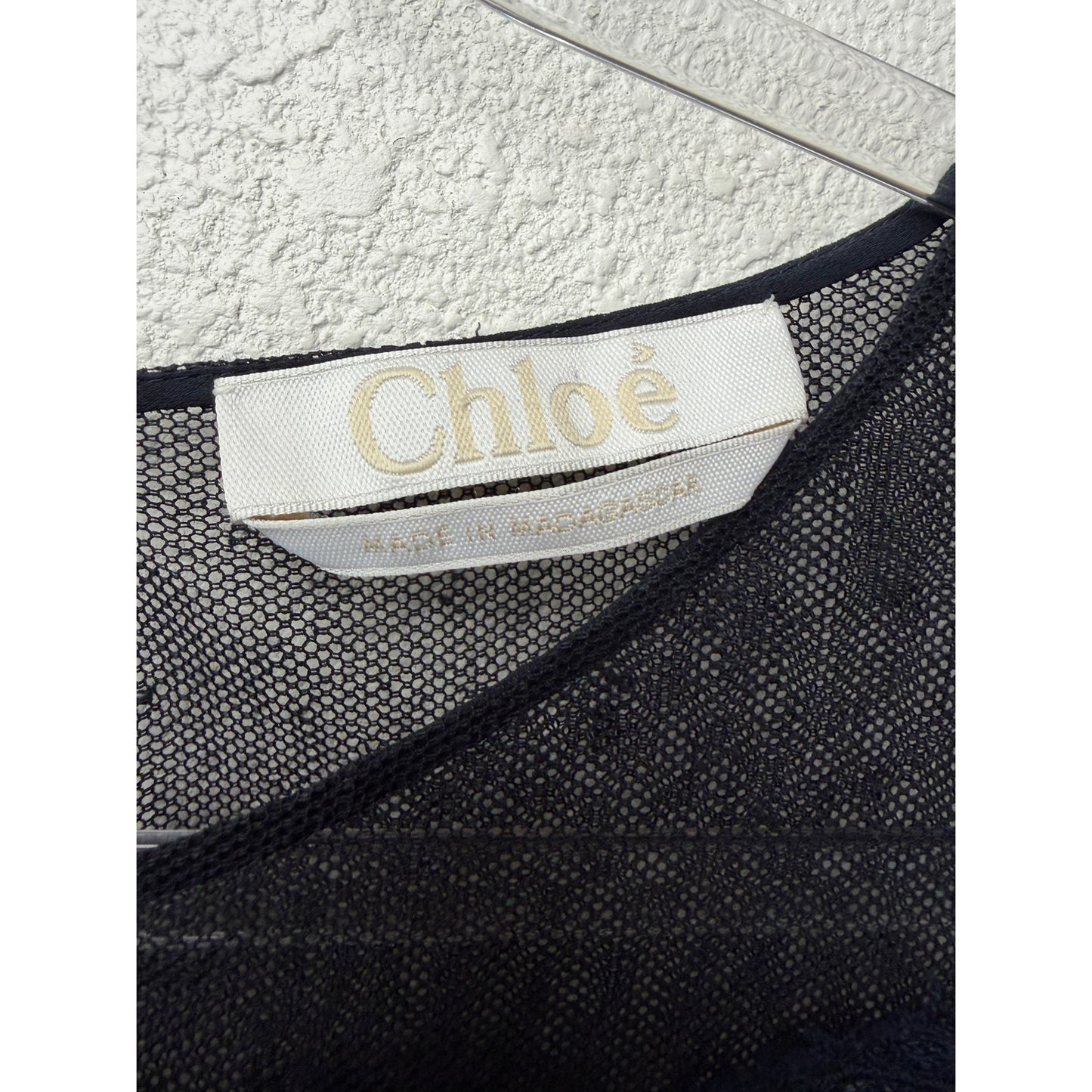 Chloe Womens Navy Lace Mesh Babydoll Blouse US 6
