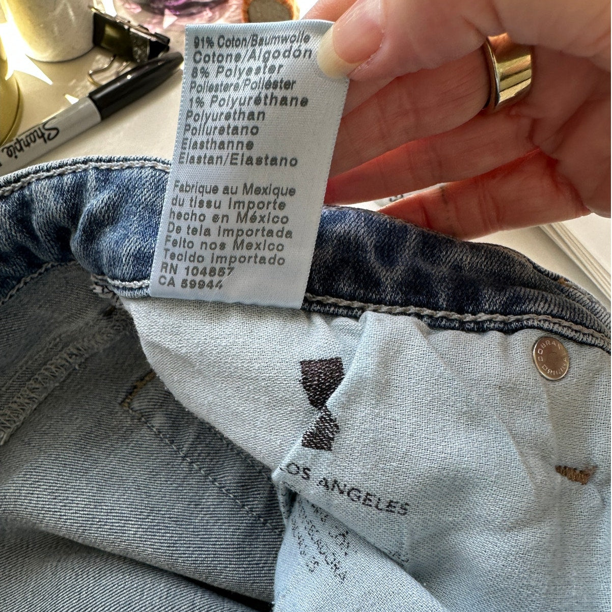 AG Medium Wash Whiskered Prima Crop Cigarette Leg Jeans 30