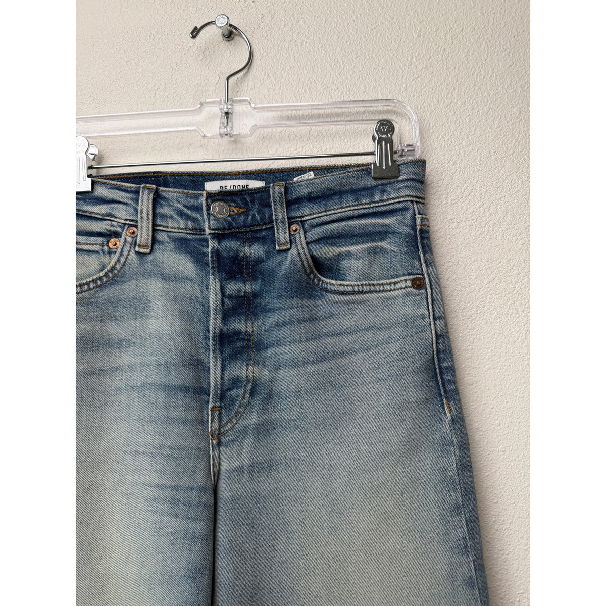 RE/DONE Blue High Rise Wide Leg Crop Jeans Women's 26