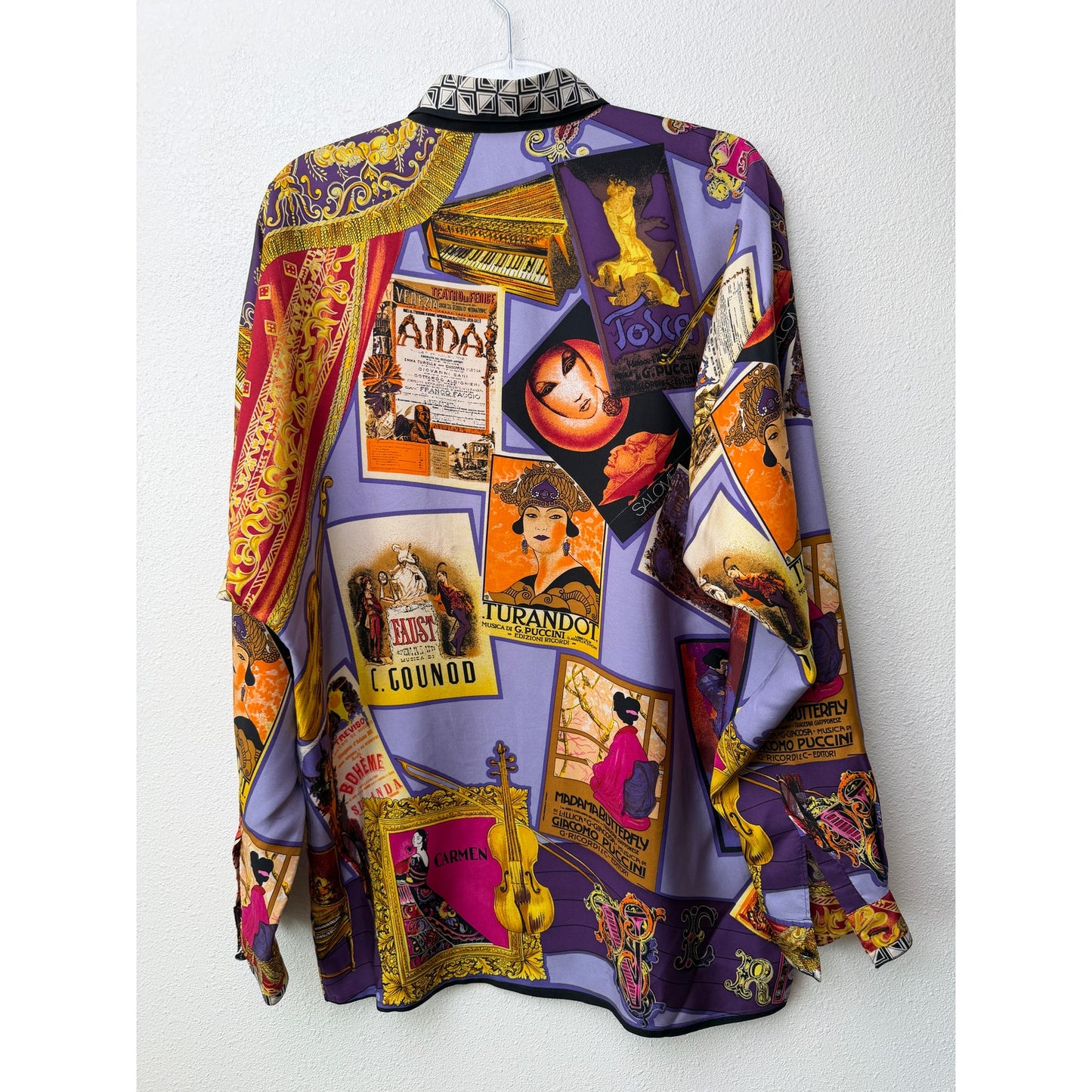 Gianni Versace Men's XL Purple Teatro Silk Shirt