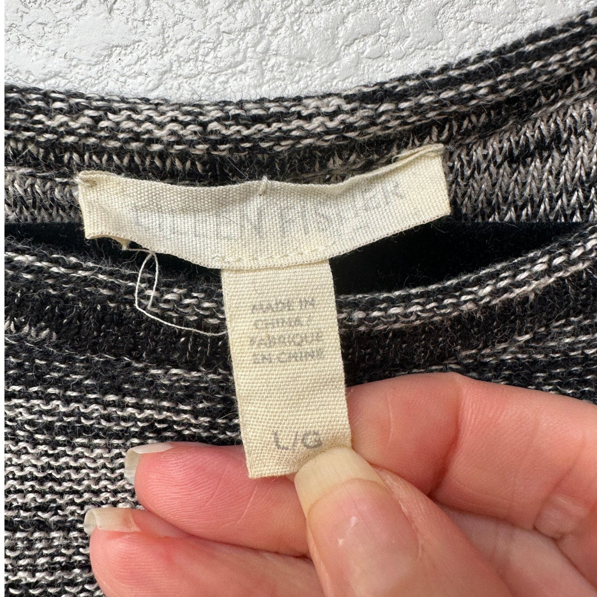 Eileen Fisher Organic Linen Striped Sweater L