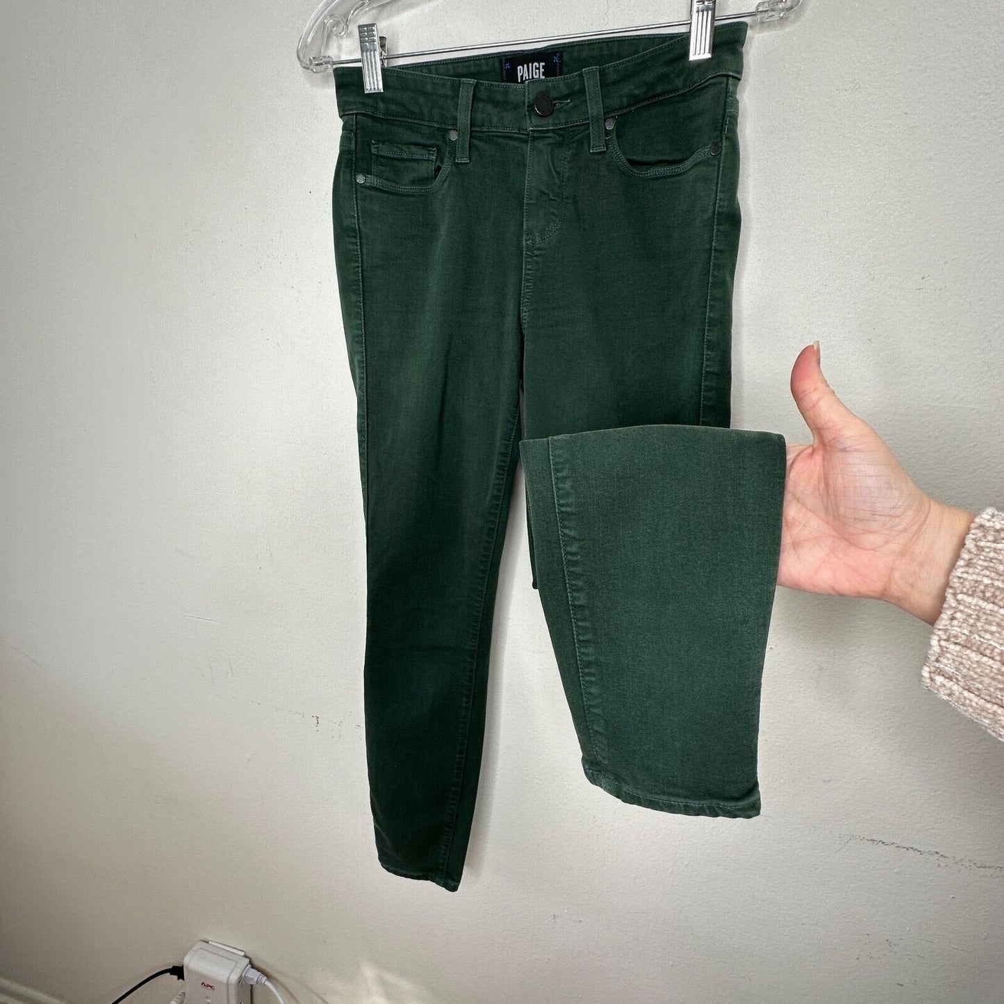 Paige Green Petite Verdugo Ankle Faded Little Pine Skinny Mid Rise Jean 26P
