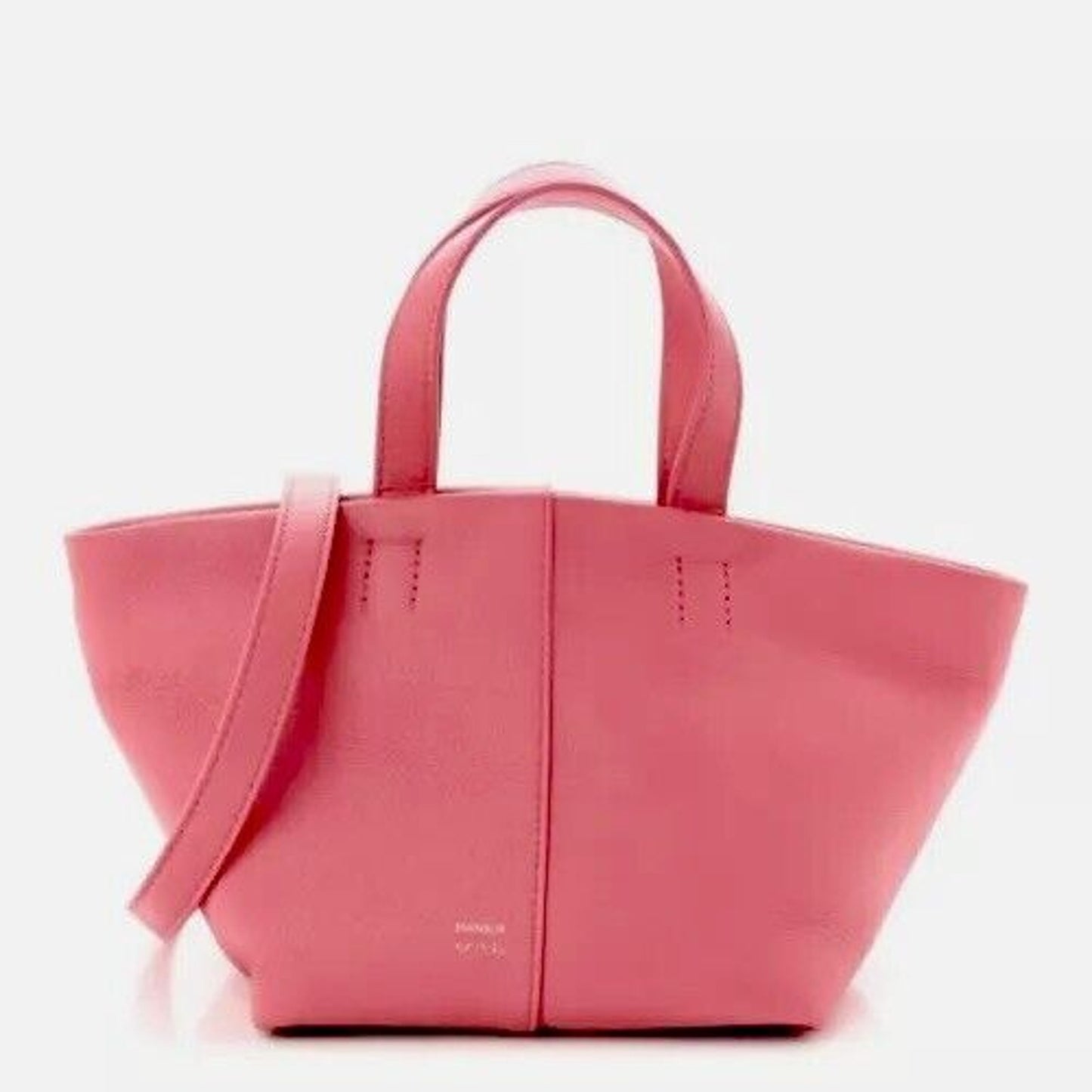 NWOT Mansur Gavriel Tulipano Mini Pebbled Leather Crossbody Bag Peony Pink