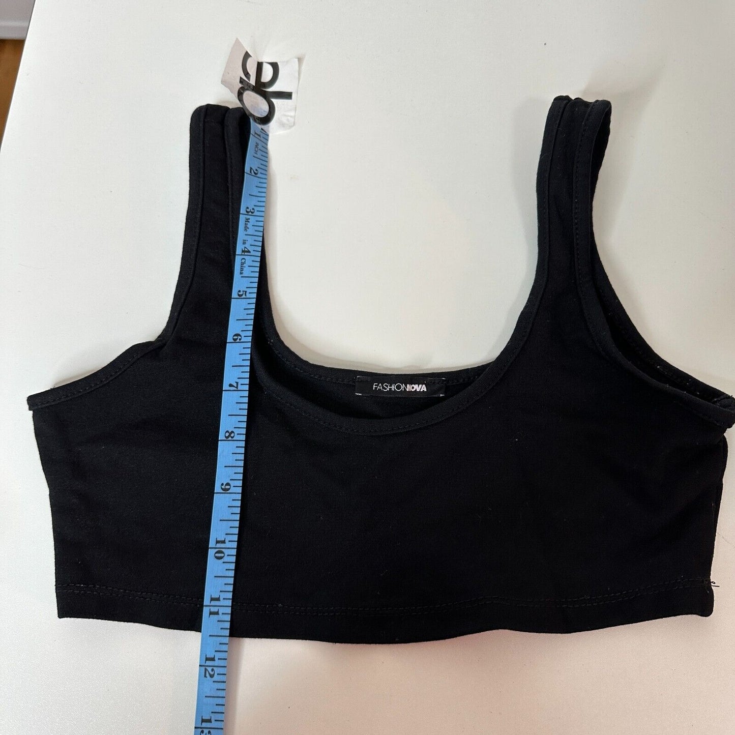 Fashion Nova Jet Black Stretch Square Neck Crop Tank Top Bralette Extra-Small XS