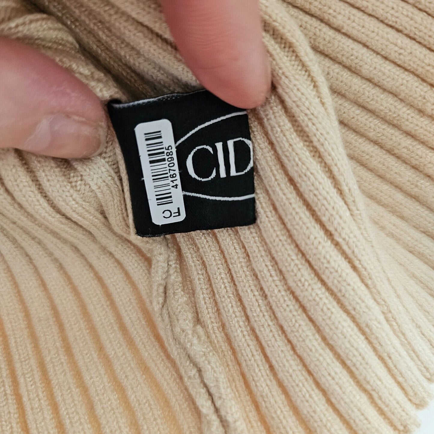 Cider Beige Ribbed Knit Sleeveless Criss Cross Front Halter Stretch Crop Top XL
