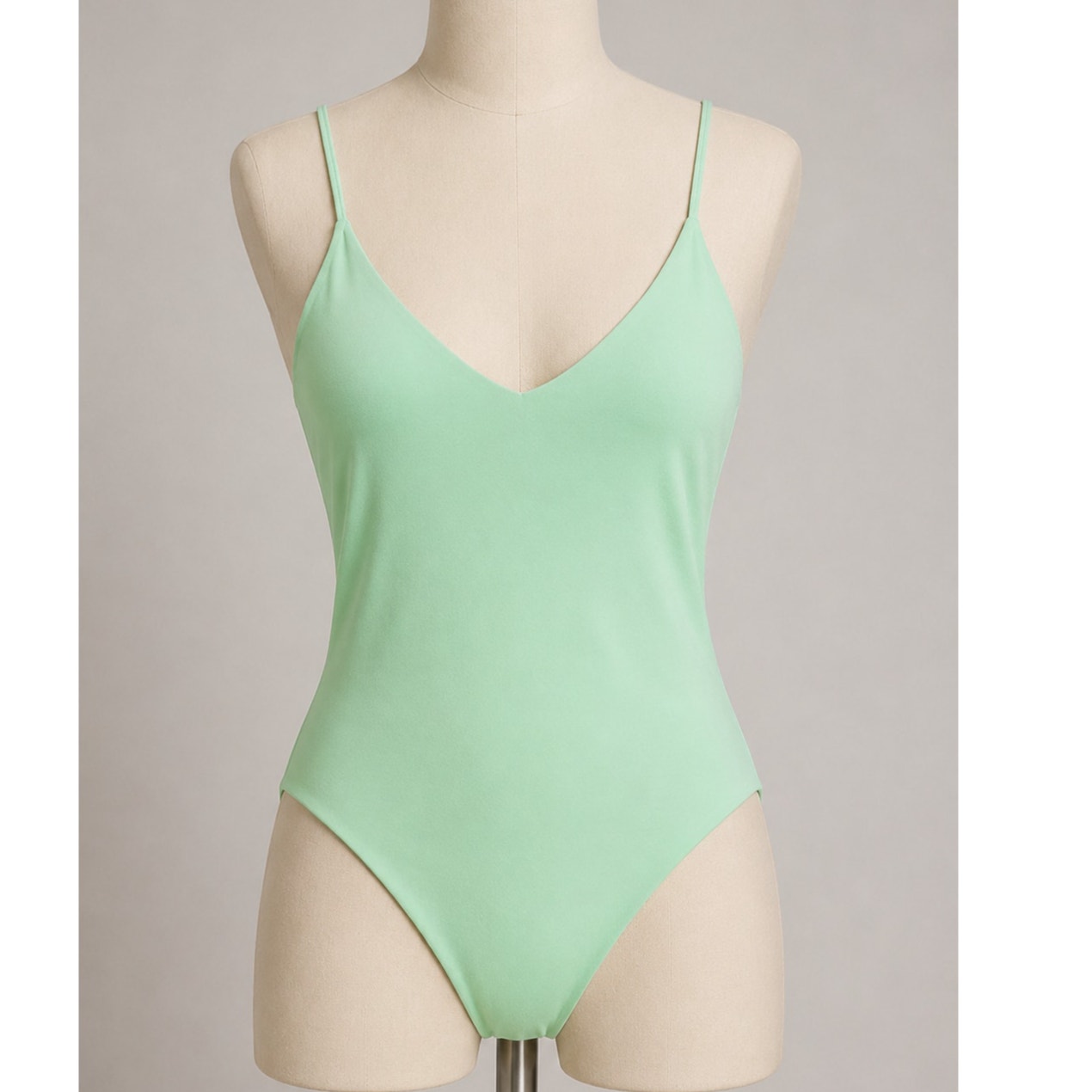 Becca Mint Green Scoop Neck Spaghetti Strap Back Tie Bathing Suit Large