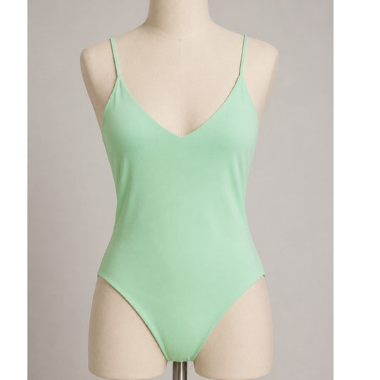 Becca Mint Green Scoop Neck Spaghetti Strap Back Tie Bathing Suit Large