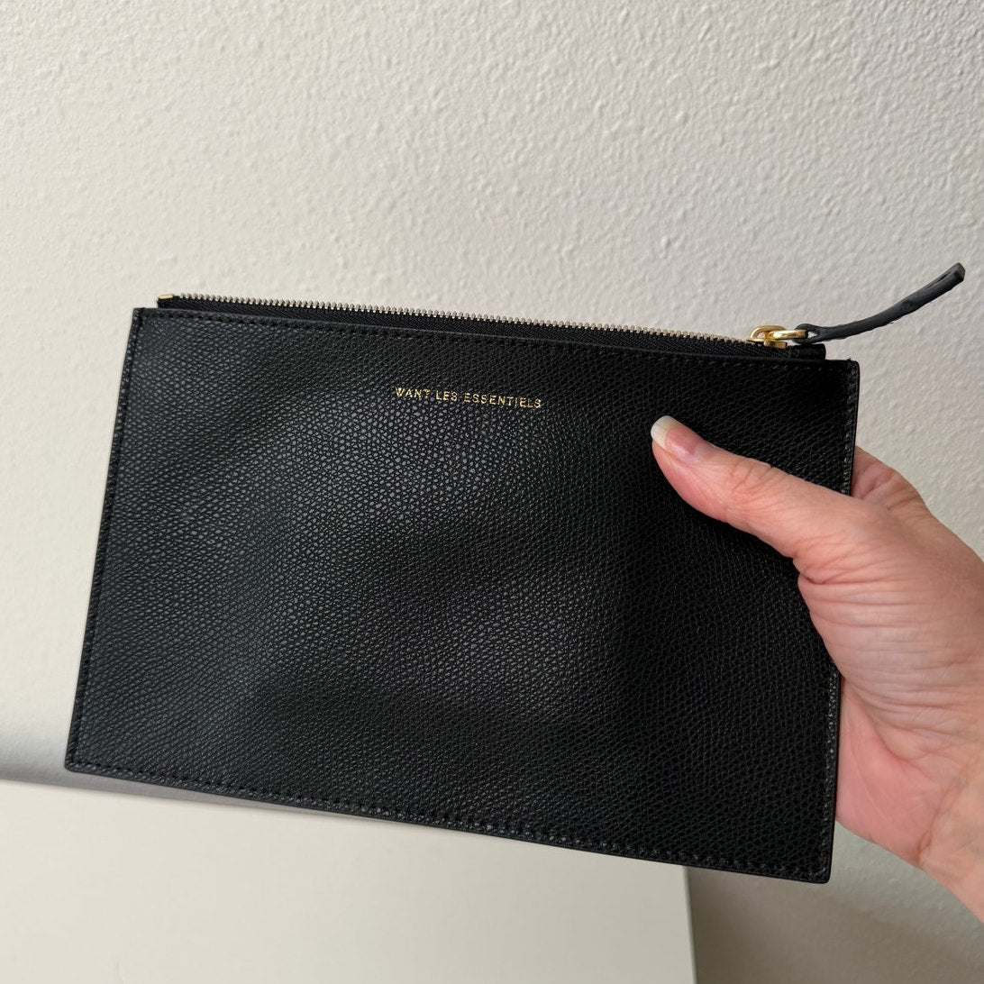 NWOT Want Les Essentiels Black Leather Zip Wallet Clutch Pouch