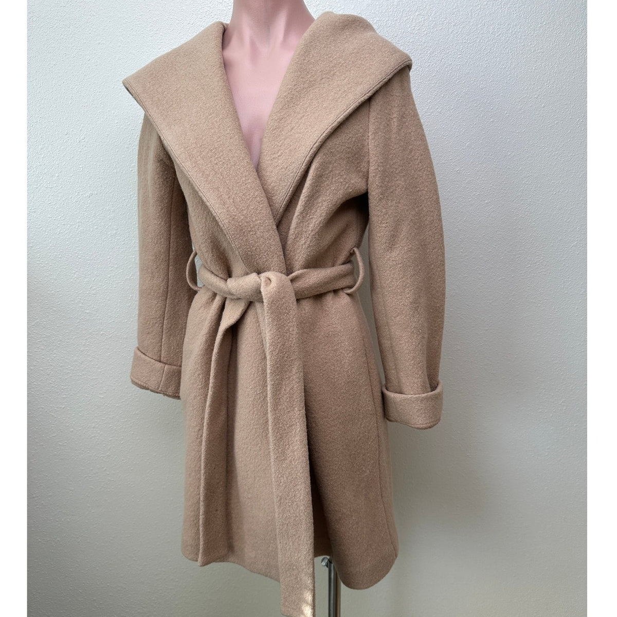 Wilfred Acre Robe Coat Chasm Tan Hooded Tie Belt XXS
