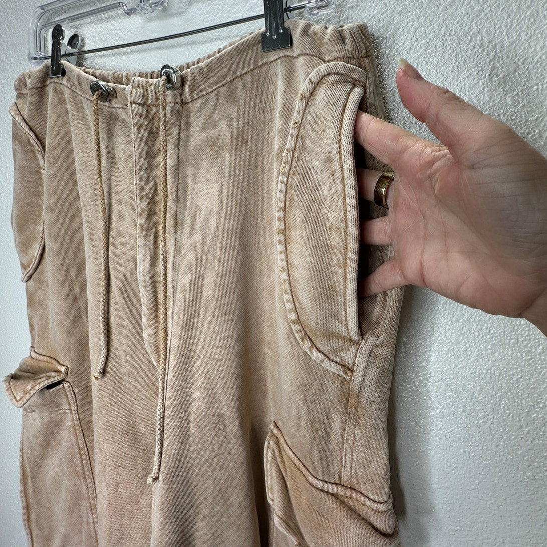 Acne Studios Mens Tan Wide Leg Cargo Sweat Pants M