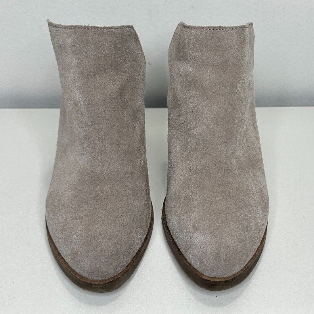 Dolce Vita Gray Taupe Selene Suede Almond toe Slide Mule Bootie Block Heels 7.5
