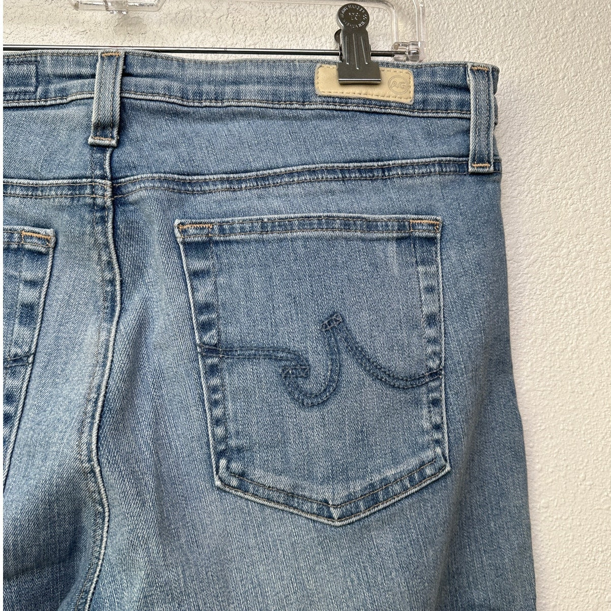 AG Prima Ankle Cigarette Jeans Muted Medium Wash Raw Hem Women’s 32R