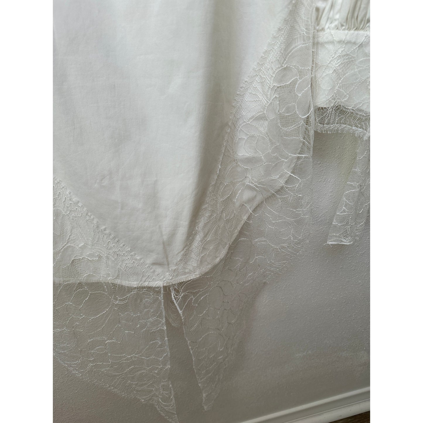 Danielle Frankel Shirt Dress Ivory Lace Trim Women's L