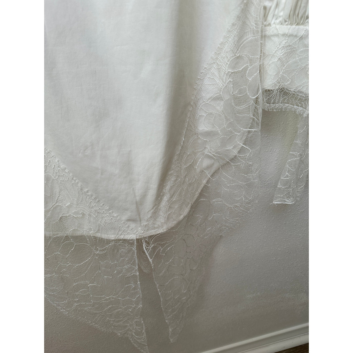 Danielle Frankel Shirt Dress Ivory Lace Trim Women's L