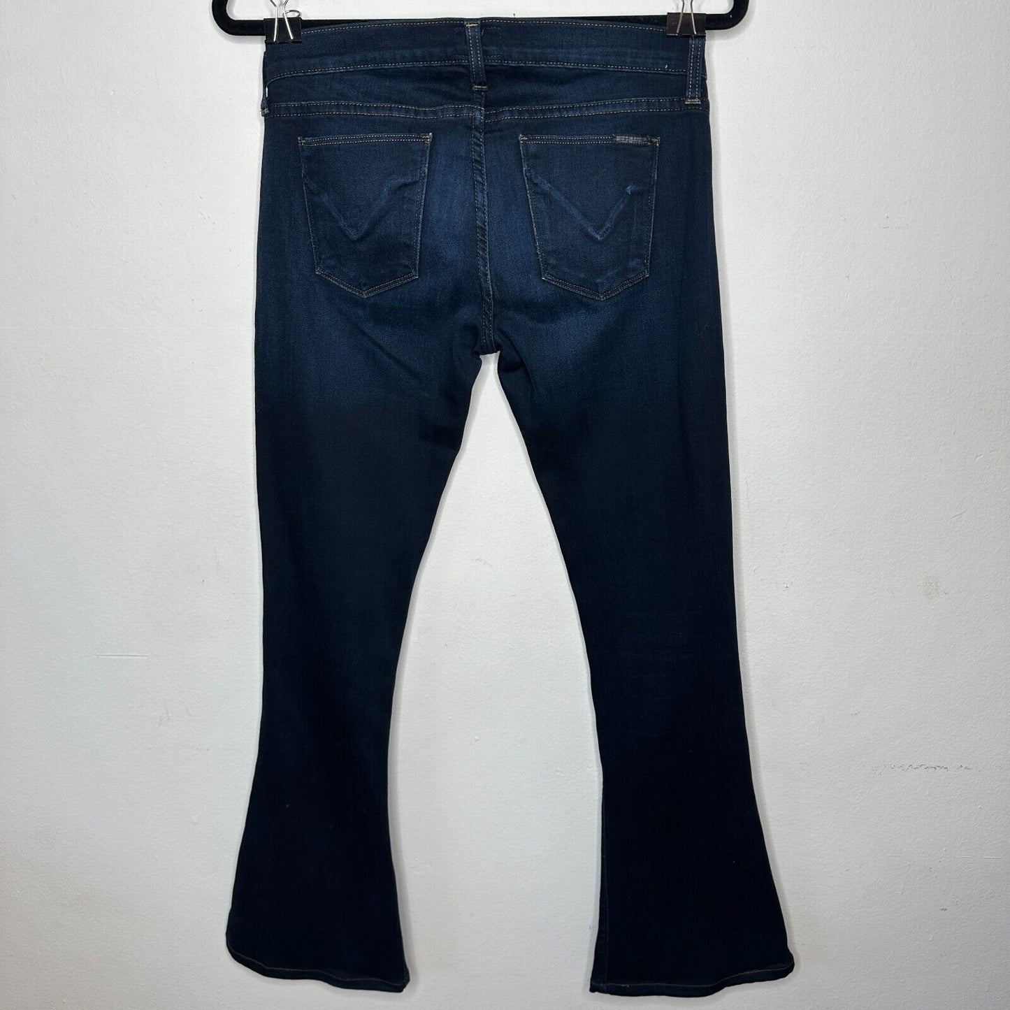 Hudson Dark Wash Angel Flare Low-Rise Slight Whiskering 5 Pocket Denim Jean 26