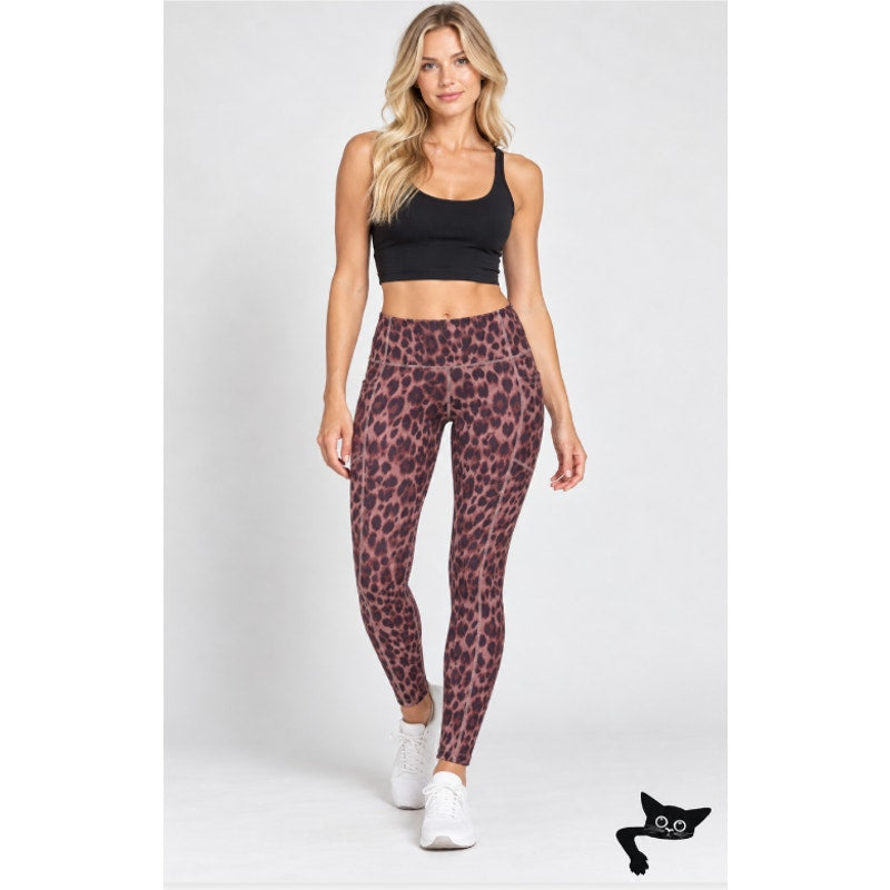 Victoria Secret Pink & Brown Leopard Print Pocketed Leggings 4