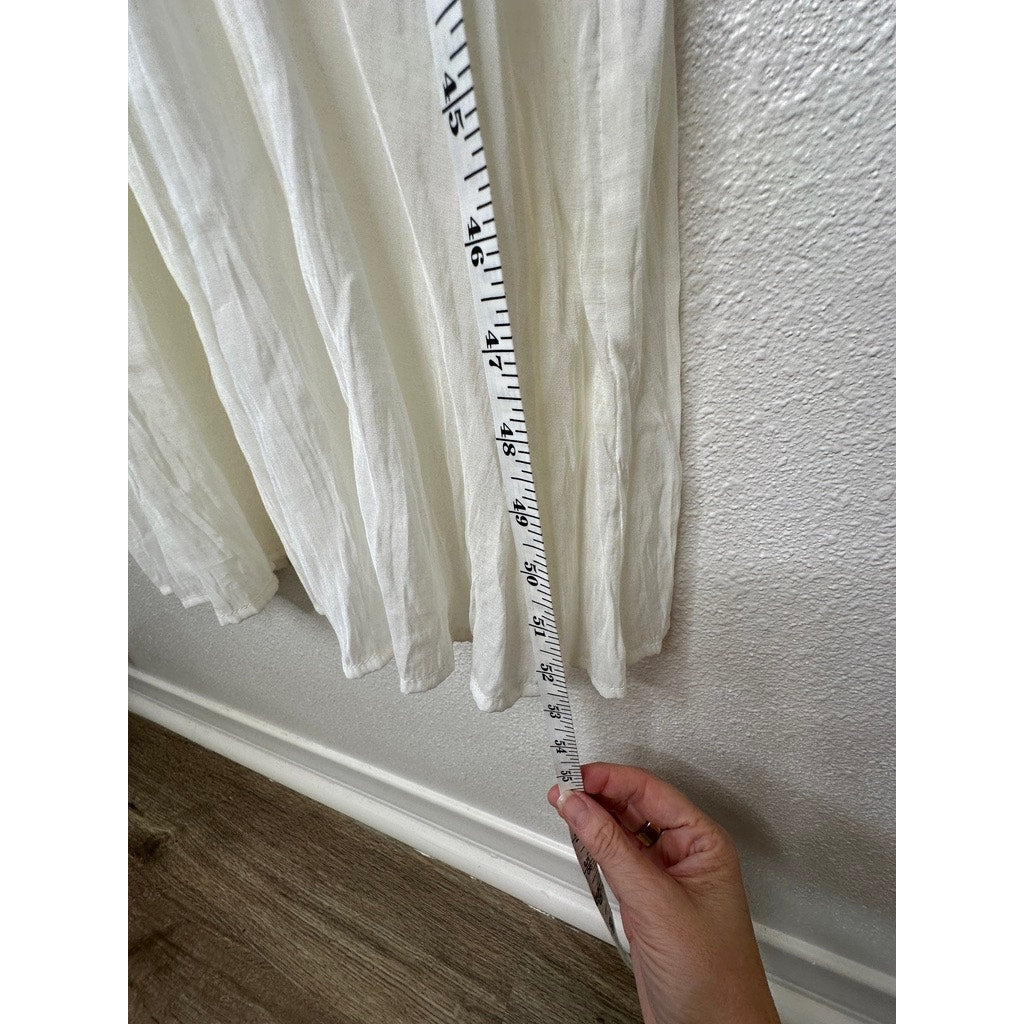 Lovestitch White Ivory Gauze Maxi Dress Lace Racerback Boho Cover Up