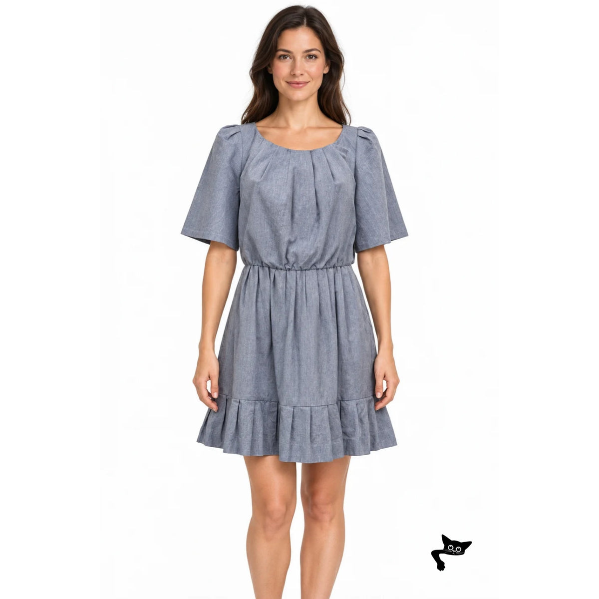 3.1 Phillip Lim Blue Chambray Ruffle Dress Women US 4