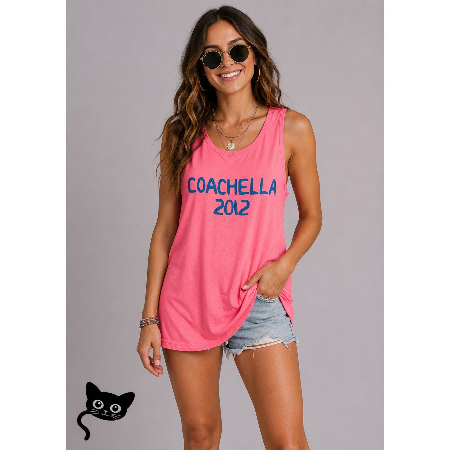 RARE American Apparel Florescent Pink Coachella 2012 Festival Tank Unisex M