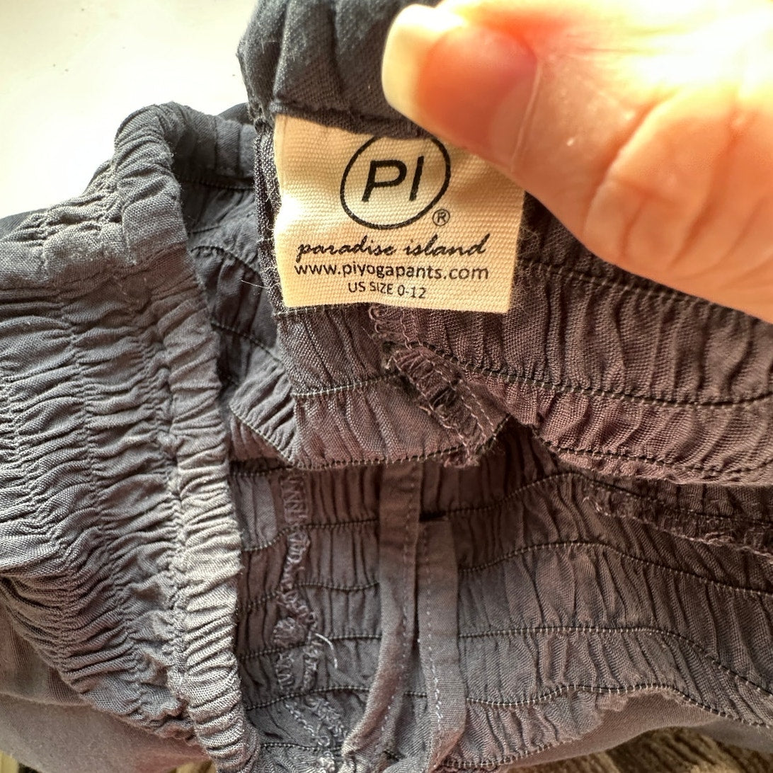 NWT Paradise Island Navy Blue Ruched Drawstring Wide Leg Casual Pants OS