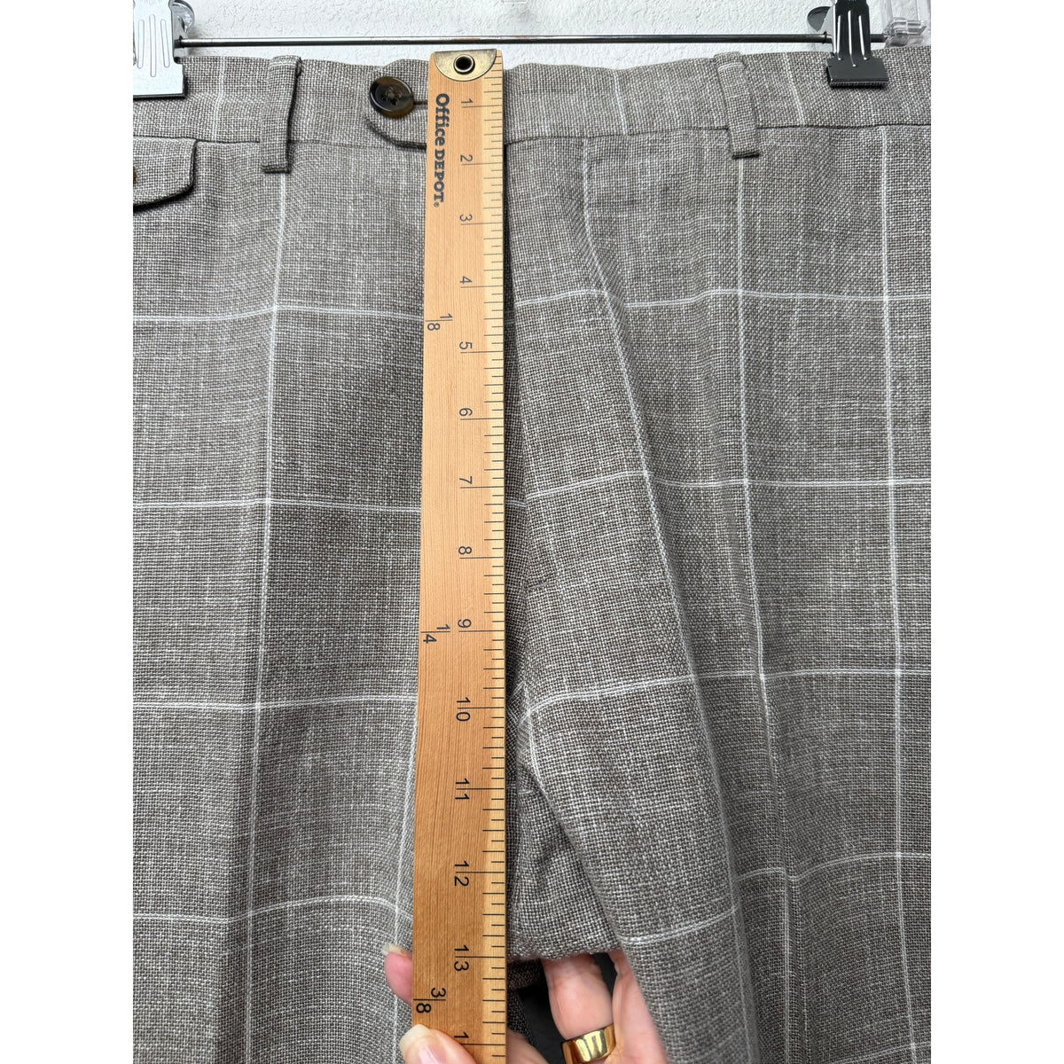 Banana Republic Taupe Windowpane Trousers Men 31x32