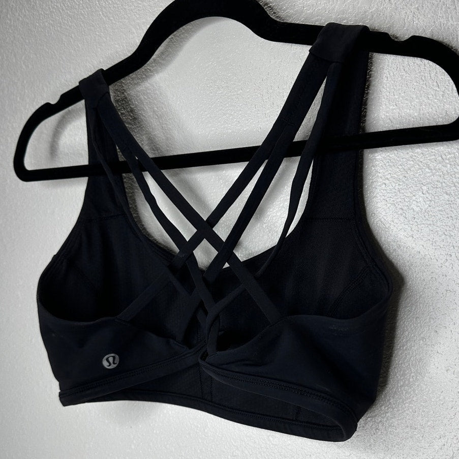 Lululemon Black Round Neck Strappy Racerback Energy Bra 6