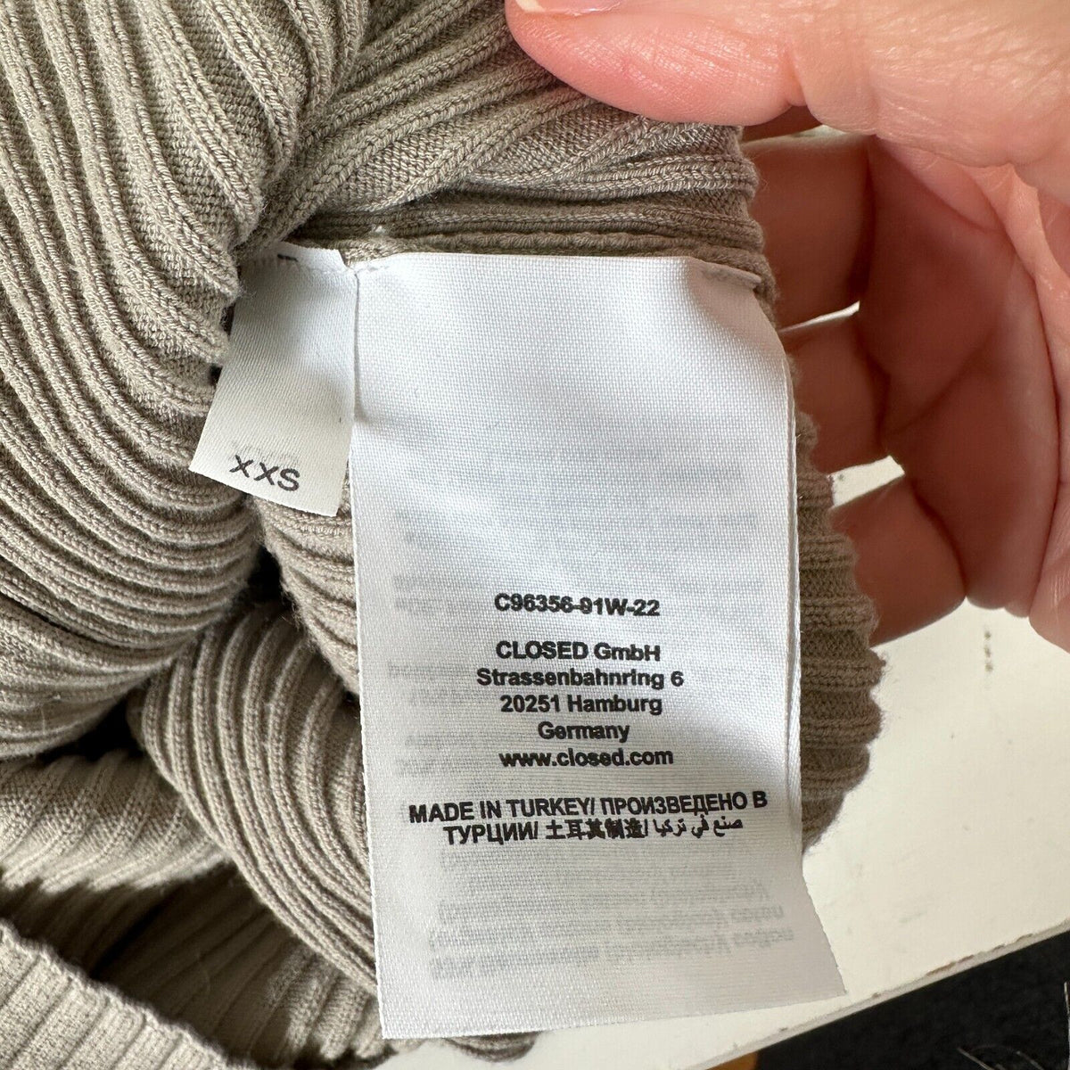 Closed Stone Gray Ribbed Knit V-Neck Front Button Short Sleeve Cardigan Top XXS