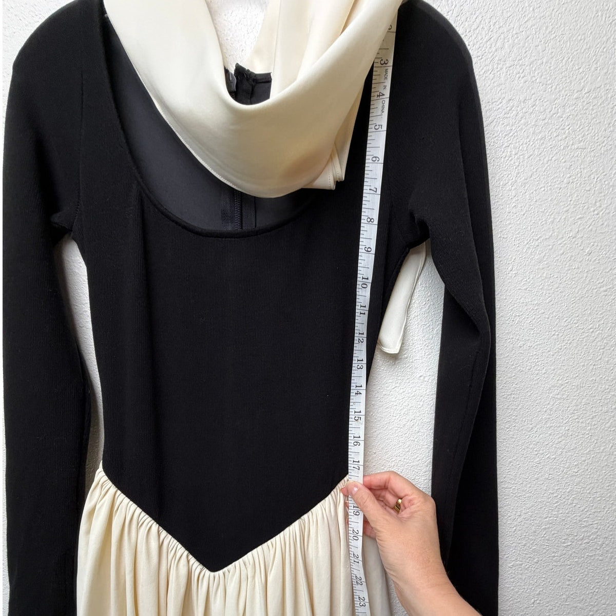 The Bekk Claire Scarf Basque Waist Maxi Dress Black Ivory Women's US S