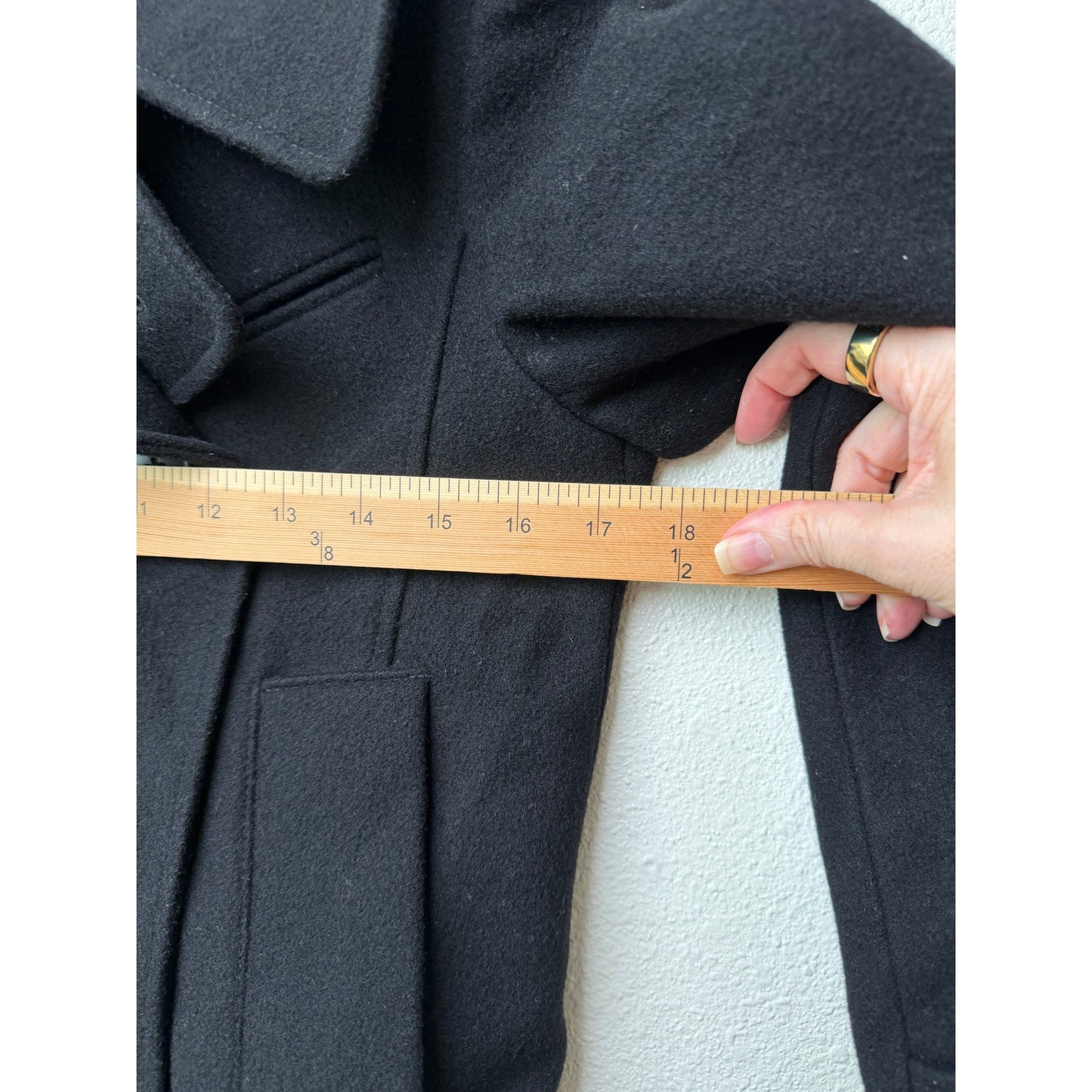 Jil Sander Navy Black Double Breasted Wool Blend Peacoat XS