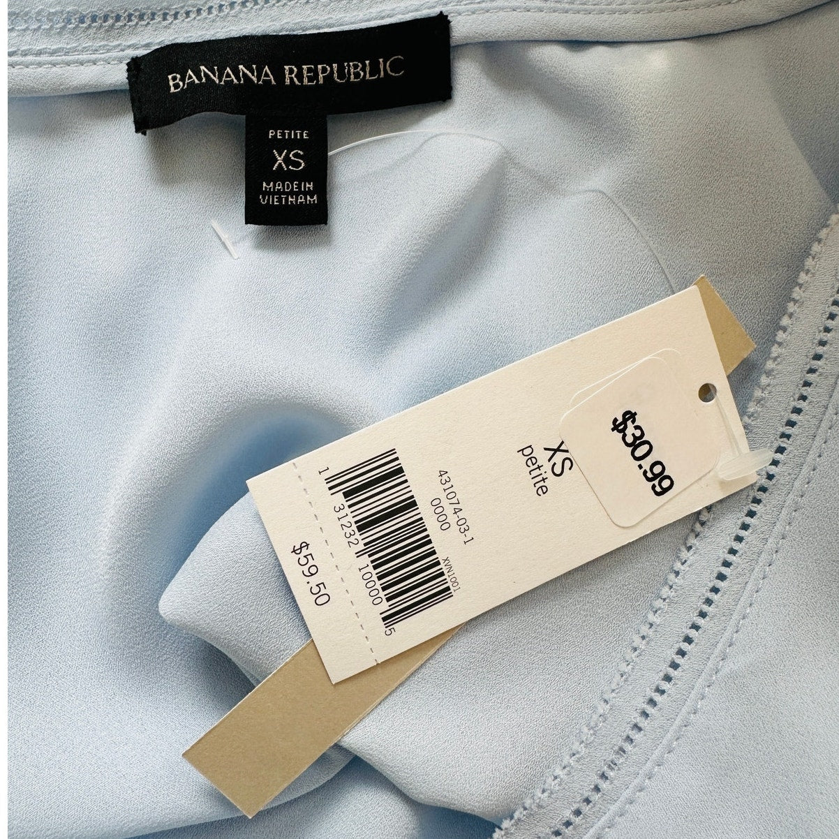 NWT Banana Republic Light Blue Picot Trim Semi Sheer Tank Top XSP