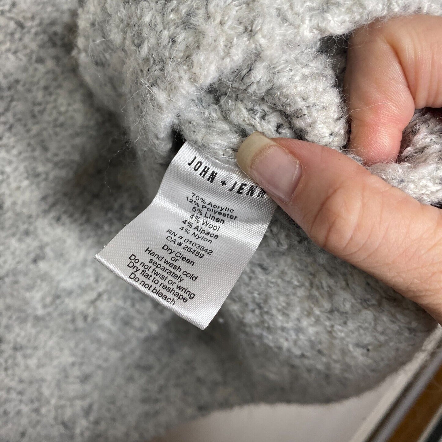 John + Jenn White & Gray Marled High-Low Long Sleeve Mock Turtle Neck Sweater SP